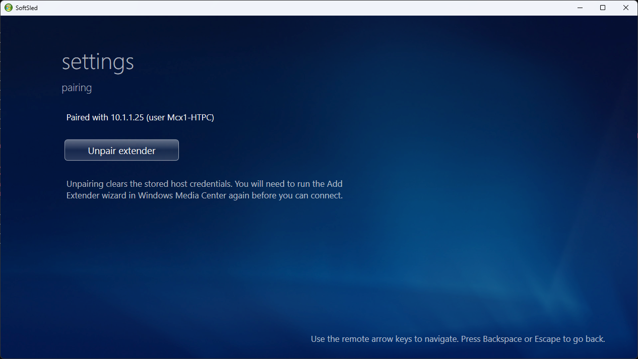 SoftSled pairing screen