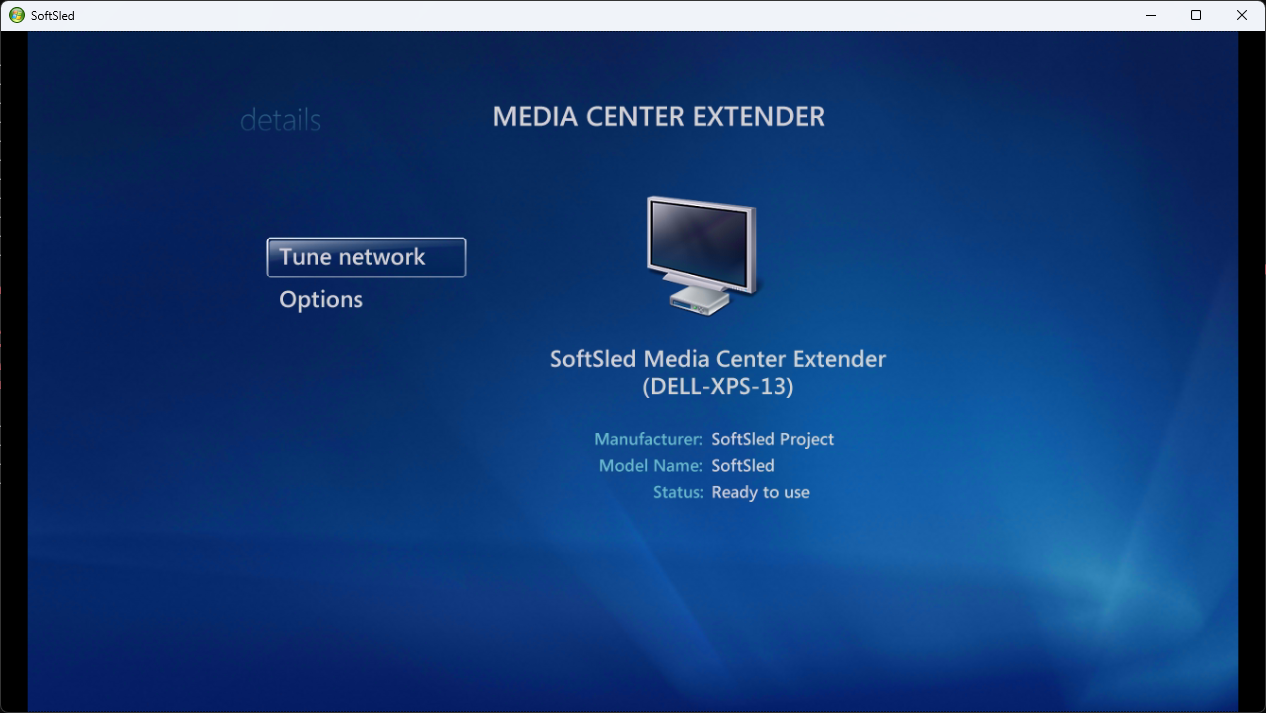 Media Center TV menu strip